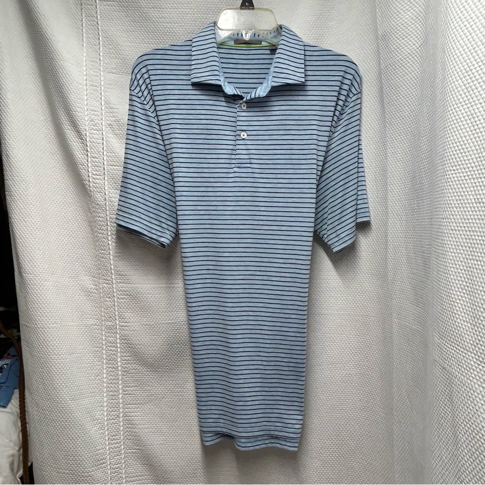 Tasc Performance Classic Soft Blue Striped Polo Shirt Large‎